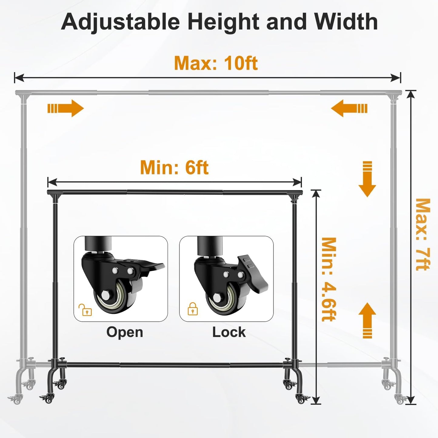 Backdrop Stand, 10x7 FT Backdrop Stand for Parties with Wheels, Moveable and Adjustable Photo Banner Stand Background Stand for Wedding, Parties, Events Decoration
