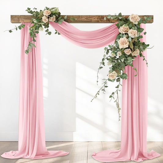 Dusty Rose Elegant Arch Draping Fabric Outdoor 1 Panel 29" × 20Ft Sheer Chiffon Curtain Drapes for Fall Wedding Ceremony Birthday Party Garden Brunch