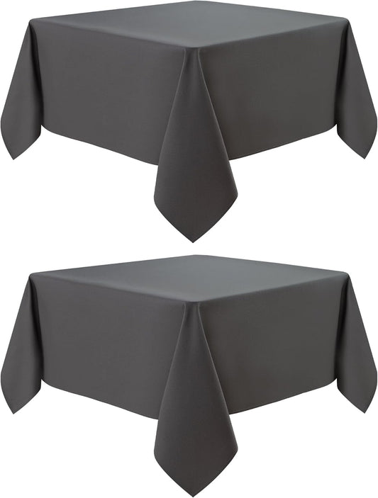 2 Pack Square Table Cloth 60X60 Inch Grey Washable Fabric Tablecloth Polyester Solid Dining Table Cover for Birthday Party Dinner Holiday Outdoor Indoor