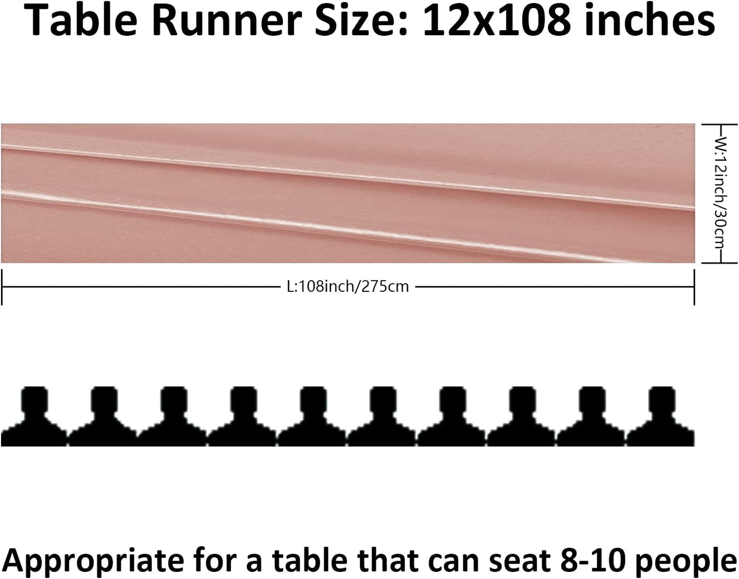 6Pack Table Runner 12 x 108 Inches Satin Silk Table Runner for Wedding, Birthday Party, Banquets, Graduations Decoration, fit Rectange and Round Table-Rose Gold