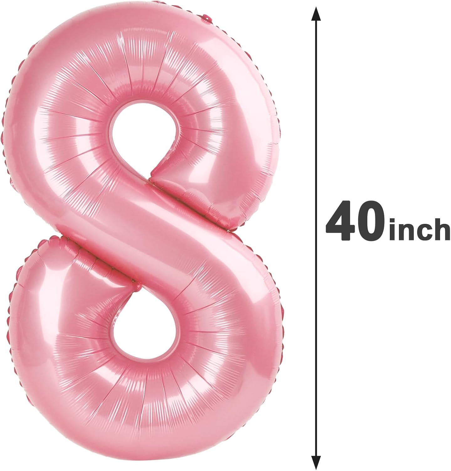 Pearlescent Pink Foil Number 8 Balloon 40 Inch, Helium Mylar Eight Number 8 18 28 38 48 58 80 88 Birthday Balloons, 8th Pearl Pink Women Men Wedding Anniversary, Graduations Party Supplies