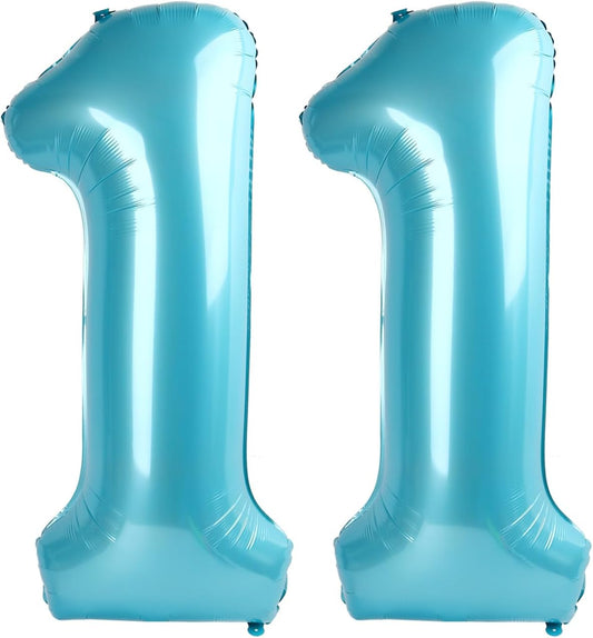 Pearl Blue 11 Number Balloon
