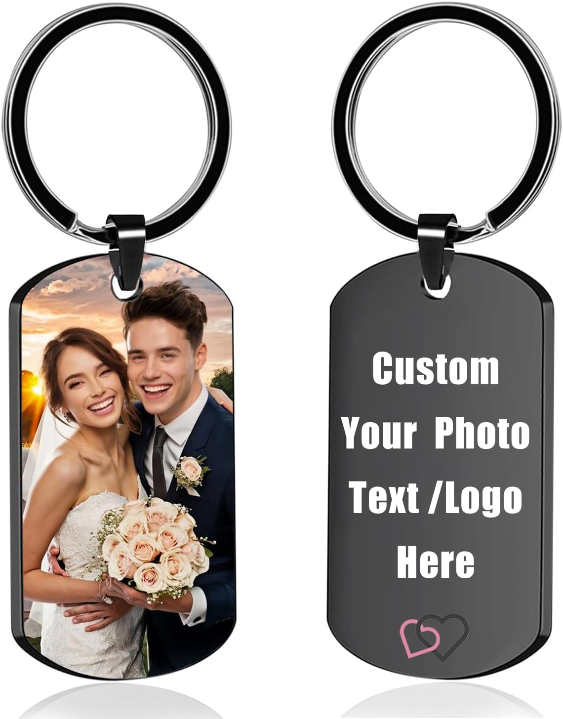 Custom Keychain with Picture, Personalized Keychain with Engraving Photo/Text for Dad, Mom