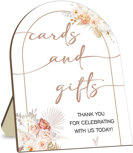 Floral Decor Cards and Gift Sign, Thank You for Your Gift and Well Wishes Sign, Bridal Shower Favors, Baby Shower Party Decor Supplies with Stand 9 * 11IN