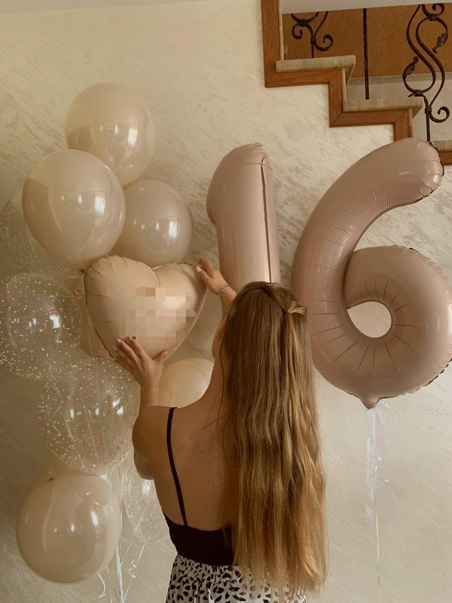 2026 Light Brown 40 Inch Mylar Foil Number 6 Balloon, Birthday Balloons for 6 16 Boy Girl Party Decorations Supplies,Light Brown Big Helium Balloon Numbers for 26 36 46 60 Men Women Anniversary