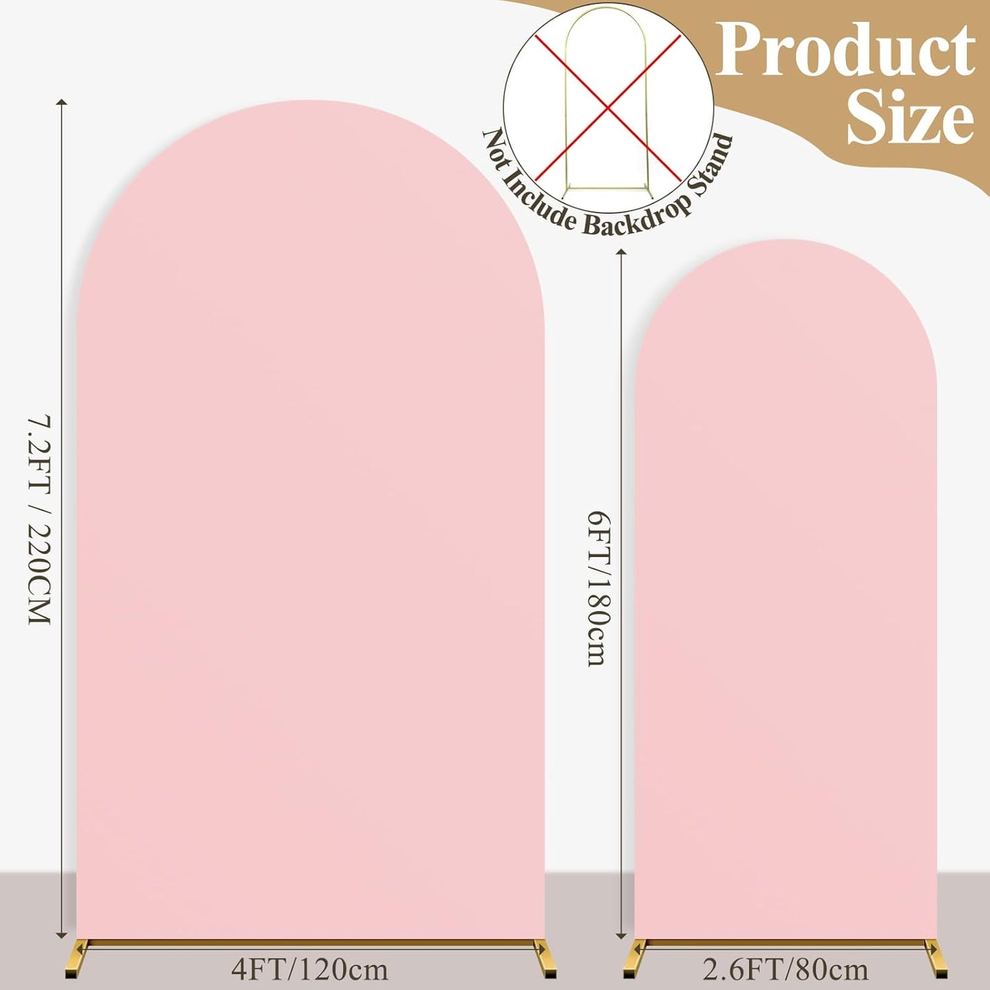 Ledido Wedding Arch Backdrop Cover 6FT 7.2FT Arch Covers 2Set Fitted Stretchy Spandex Round Top Stand Backdrop Cover for Wedding Banquet Ceremony Birthday Party Baby Shower Event Decoration,Pink