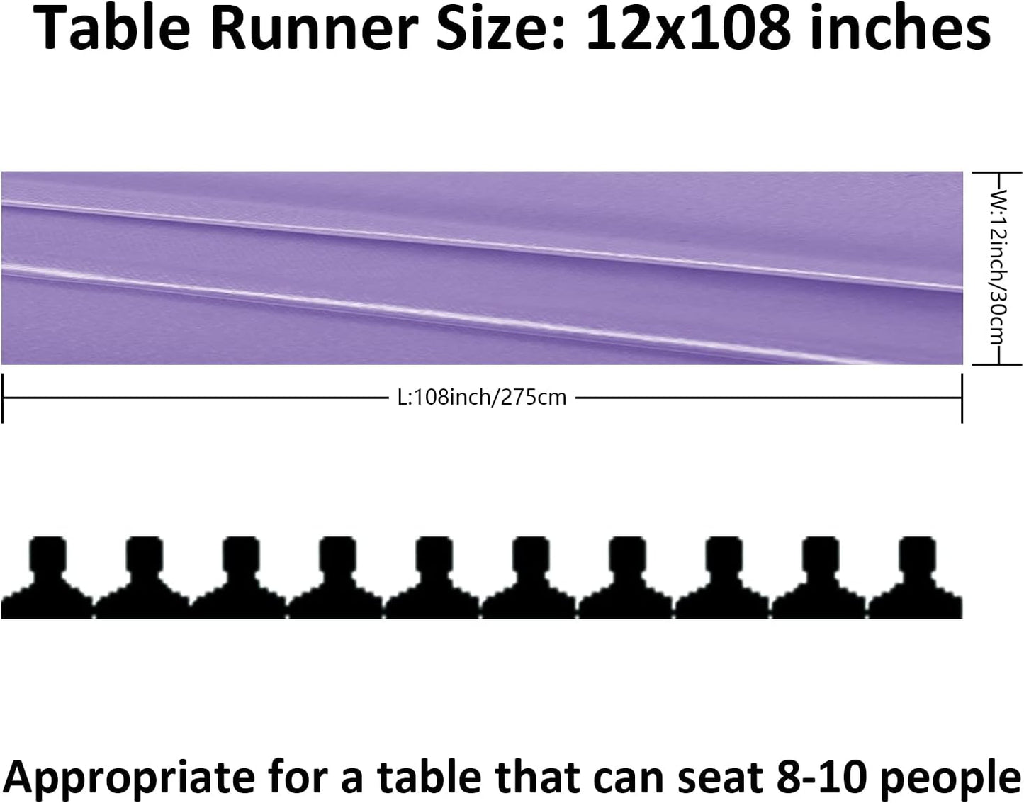 24Pack Table Runner 12 x 108 Inches Satin Silk Table Runner for Wedding, Birthday Party, Banquets, Graduations Decoration, fit Rectange and Round Table-Lavender