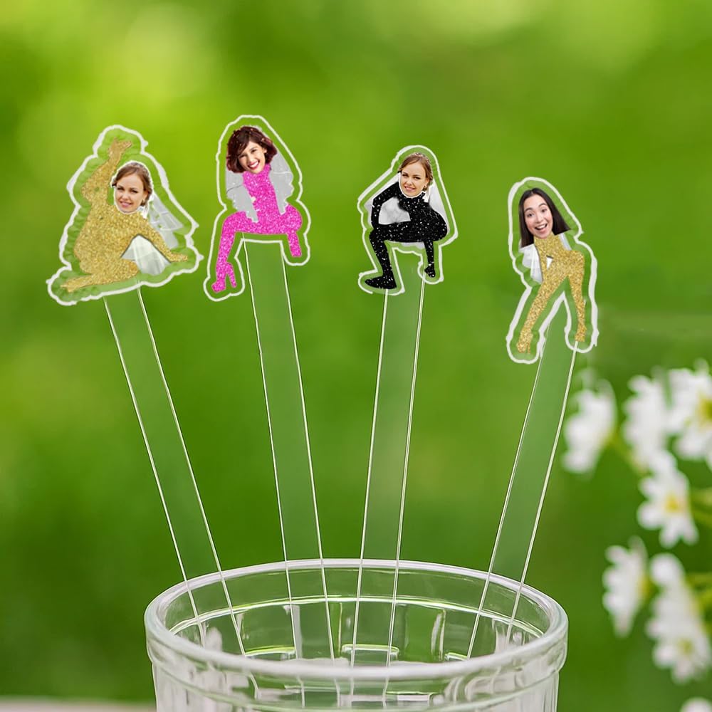 Custom 50 Pcs Double-Sided Wedding Stir Stick, Personalized Bride Face Dancers Stir Stick, Acrylic Cocktail Stirrers, Wedding Drink Stirrers, Bachelorette Party Gifts, Bridal Shower Gifts