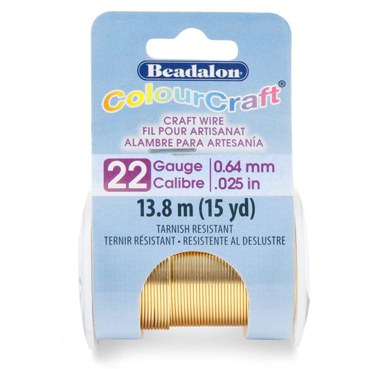 Beadalon ColourCraft Wire, 22 Gauge, Brass Light Color, 20 yd Spool
