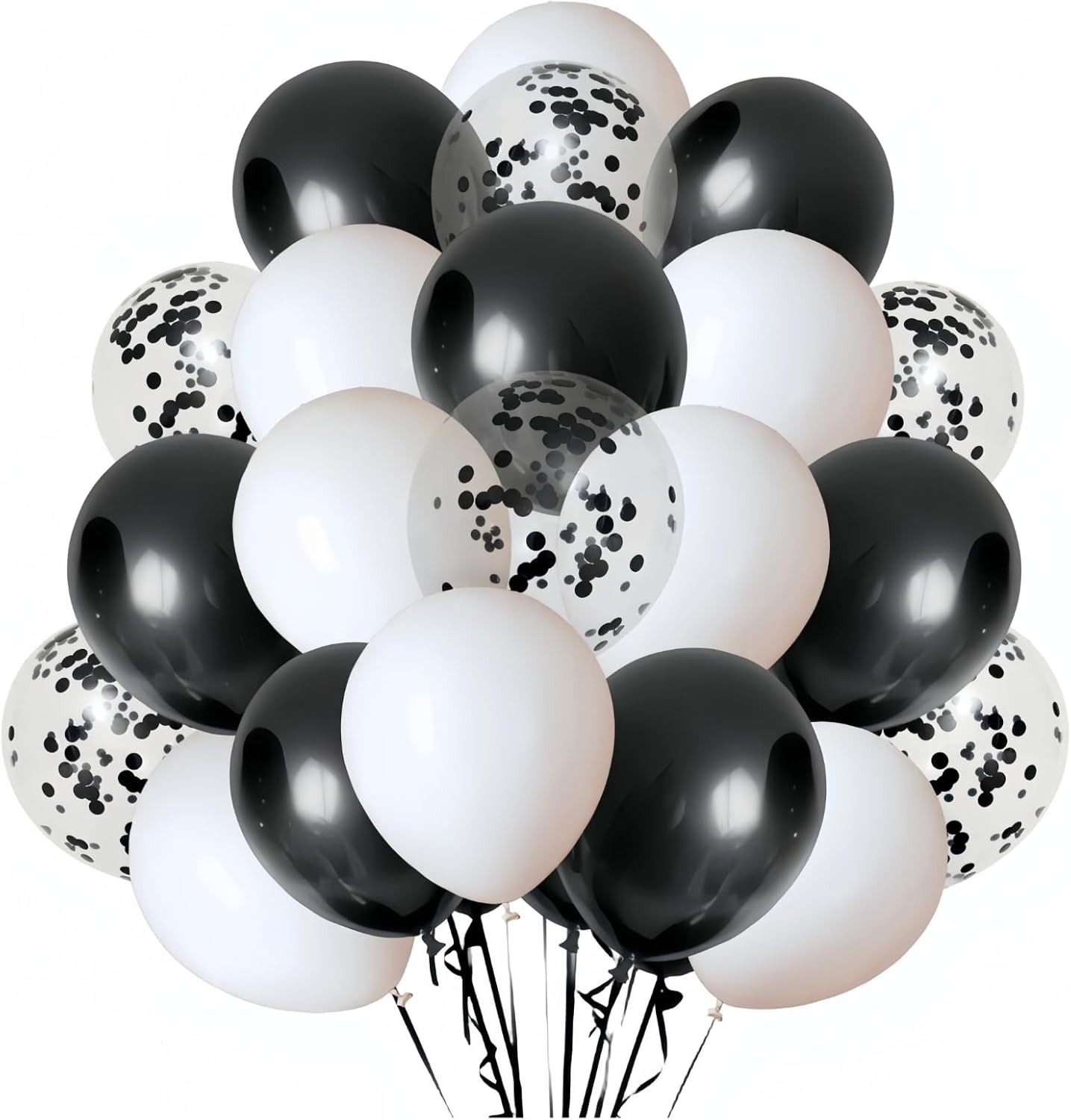 300 Pack Black and White Balloons 12 Inch Black Confetti Balloon for Various Party Events Decorations