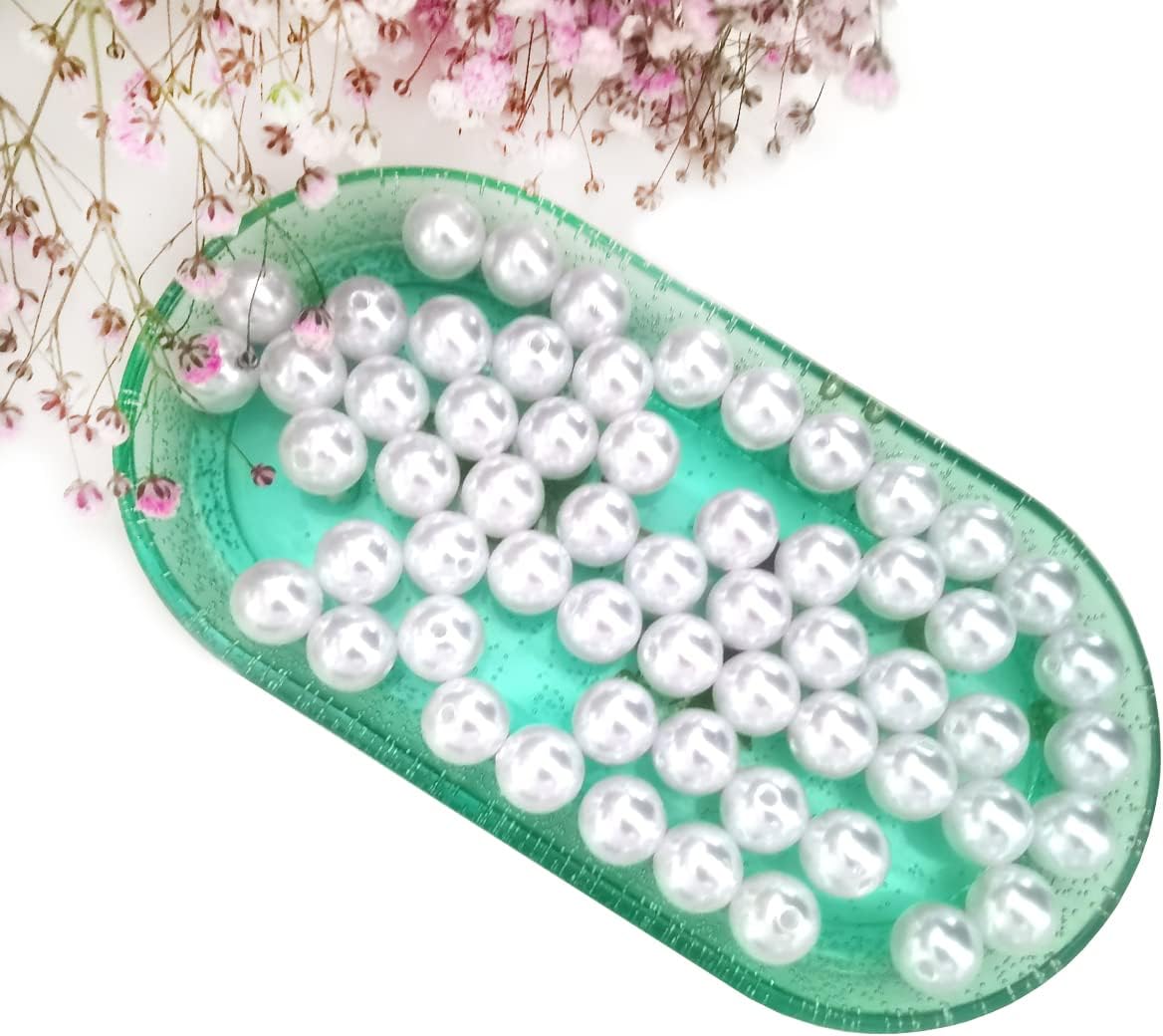 100Pcs 16mm White Pearl Beads for Cratfs,Big Size Loose Pearl Beads with Hole Faux Pearls Round White Beads for Jewelry Making,DIY Craft Bracelets,Vase Fillers,Table Scatter Home Wedding Decoration