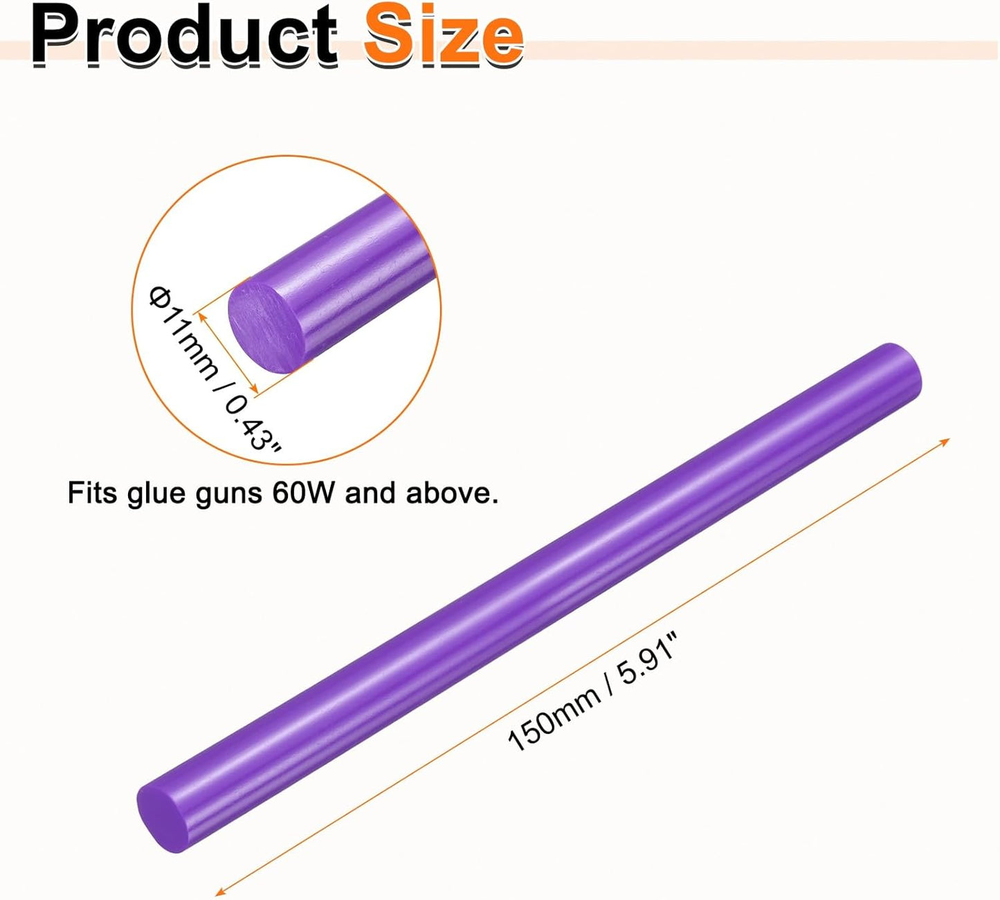 HARFINGTON 10pcs Hot Glue Sticks 0.43" Dia x 5.91" Long EVA Mini Hot Melt Adhesive Glue Stick for Hot Melt Gun Wood Plastic Glass Flowers Fabrics Foam, Purple