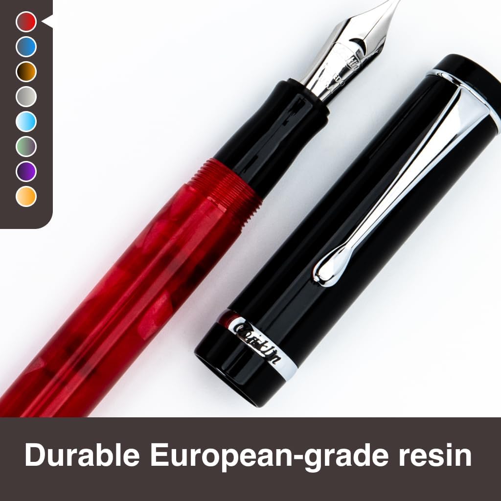 Conklin Duragraph Fountain Pen Red Nights - Extra Fine Nib, Precision Writing Instrument with Bold Red Finish