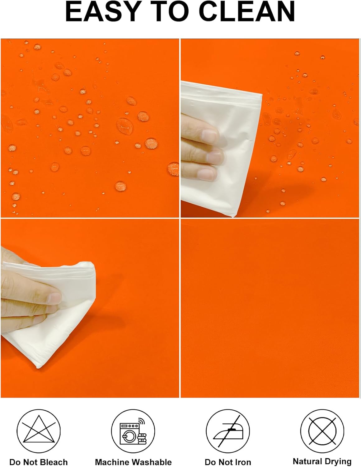 Fokitut 2 Pack Waterproof Rectangle Tablecloth, 90x132 Inch, Stain Resistant and Wrinkle Polyester Table Cloth, Fabric Table Cover for Kitchen Dining, Wedding, Party, Holiday Dinner-Orange