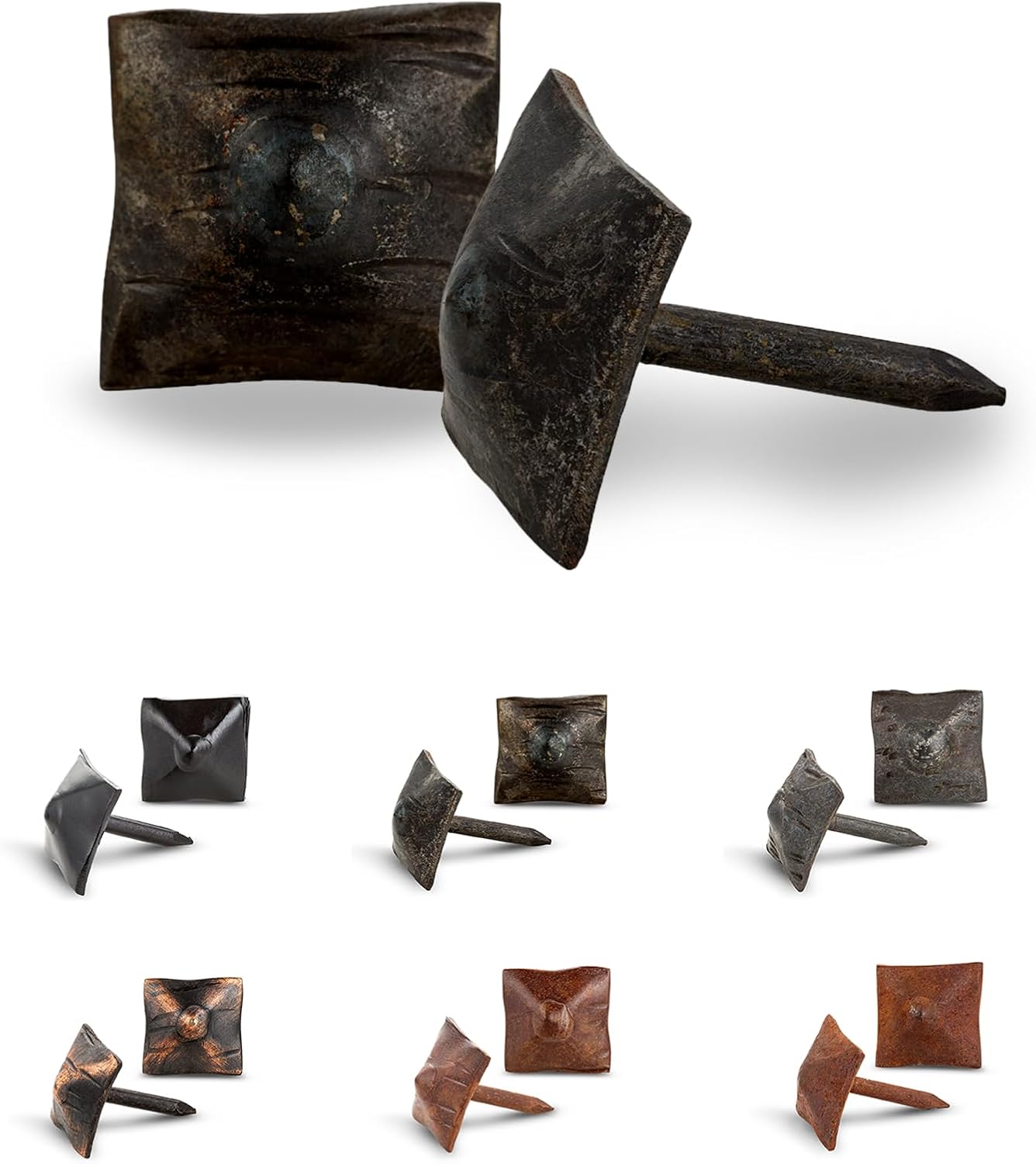 10 Pack 0.75" Square Head Iron Clavos Decorative Nails – Sealed Unfinished – Handmade Rustic Square Fasteners for Farmhouse Shutters, Barn Doors, Shutters, Gates – Ornamental Wood Accent