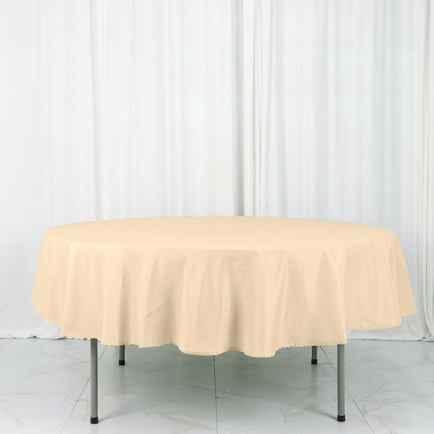 Efavormart Round Tablecloth, 90 Inch Stain & Wrinkle Resistant Washable Table Cloth, Decorative Polyester Fabric Table Cover for Banquet, Wedding, Dining- Beige
