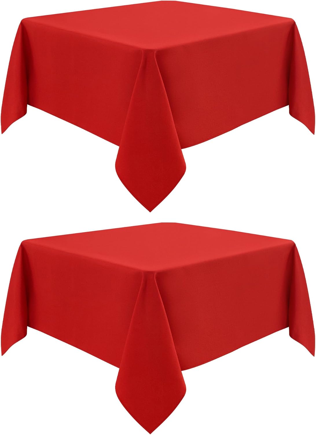 2 Pack Square Table Cloth 48X48 Inch Red Washable Fabric Tablecloth Polyester Solid Dining Table Cover for Birthday Party Dinner Holiday Outdoor Indoor