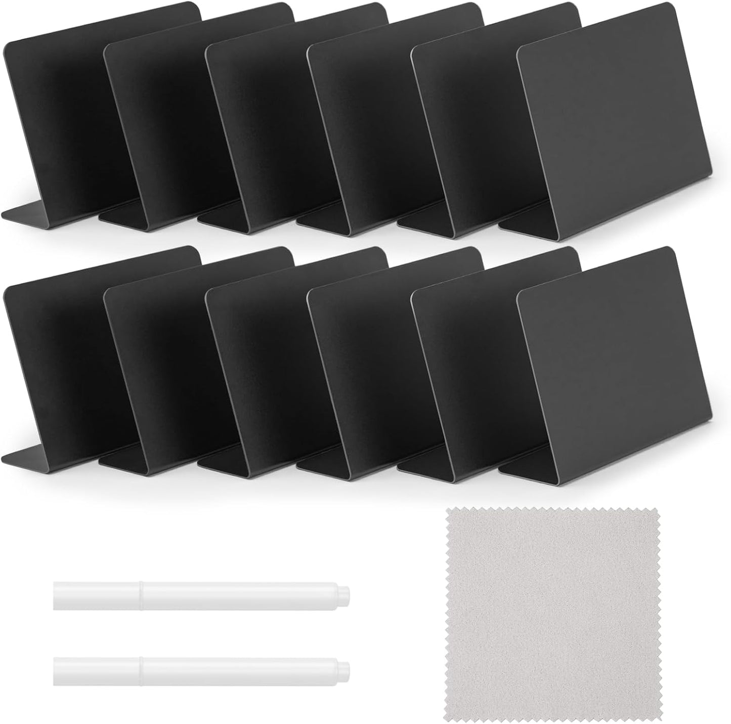 12 Pcs 4"x3" Mini Chalkboard Signs for Food, Reusable PVC Food Labels, Reserved Table Signs for Party Buffet, Birthdays, Bakery, Weddings Table Numbers, Buffet Display, Place Cards, Name Tag