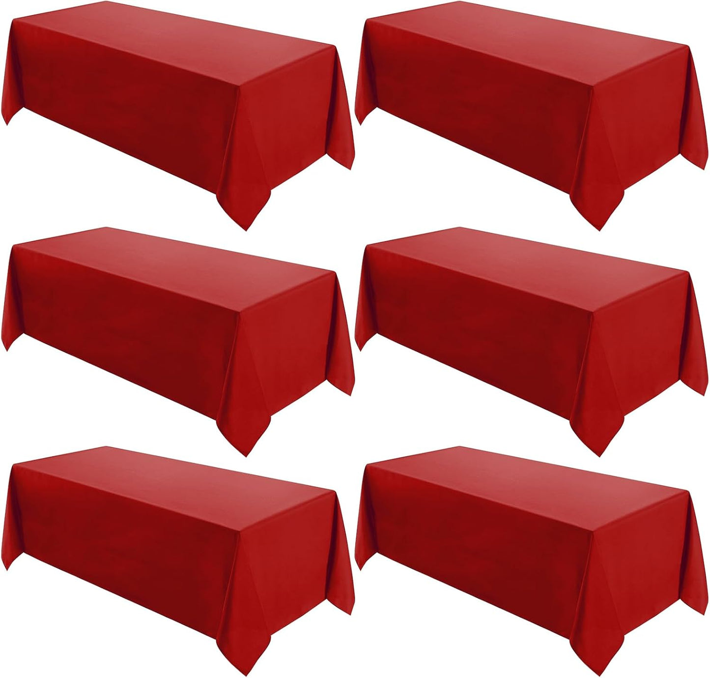 VidaFete Tablecloth 6 Pack 90 * 132inch Rectangle Table Cloth Polyester, Stain Wrinkle Resistant Polyester Dining Table Cover for Kitchen Dinning Party Wedding Rectangular Buffet Decoration(Red)