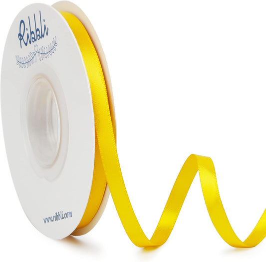 Ribbli Maize Yellow Double Faced Satin Ribbon,1/4” x Continuous 25 Yards,Use for Bows Bouquet,Gift Wrapping,Baby Shower,Floral Arrangement