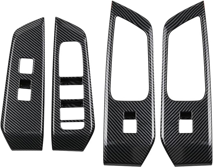 4pcs Carbon Fiber Style Front Rear Doors Window Glass Lift Switch Panel Cover Decorative Sticker Protection Car Interior Accessories for 2024-2025 Toyota Grand Highlander KT18