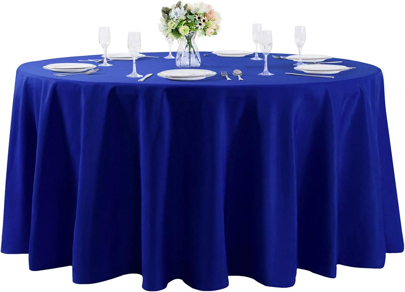 108 inch Round Tablecloth Washable Polyester Table Cloth Decorative Table Cover for Wedding Party Dining Banquet（108 inch,Royal Blue）