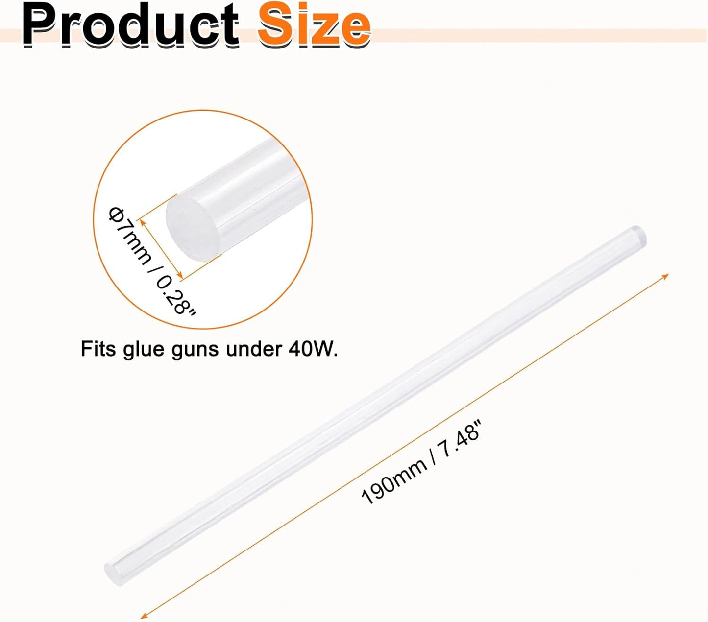 HARFINGTON 10pcs Hot Glue Sticks 0.28" Dia x 7.48" Long EVA Mini Hot Melt Adhesive Glue Stick for Hot Melt Gun Wood Plastic Glass Flowers Fabrics Foam, Clear