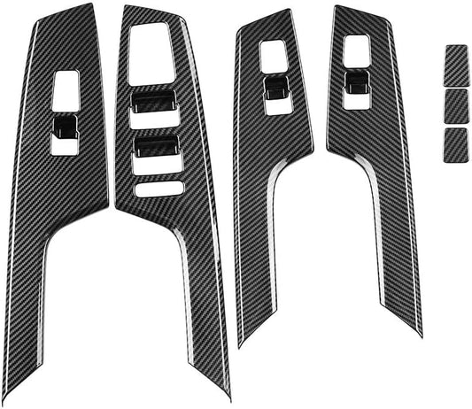 4pcs Carbon Fiber Style Front Rear Doors Window Glass Lift Switch Panel Cover Decorative Sticker Protection Car Interior Accessories for 2021-2025 KIA EV6 KT16