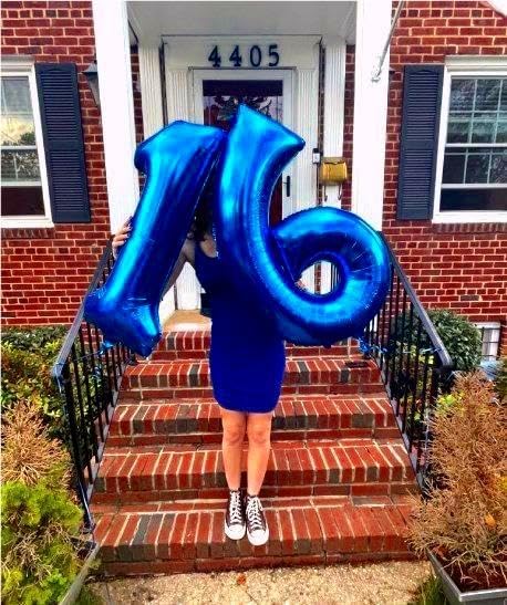 Navy Blue Jumbo Number 16 Balloon 40 Inch, Boy Girl 16 Birthday Supplies, Foil Helium 16 Birthday Giant Balloon, Mylar Blue Number Balloons Anniversary Decorations