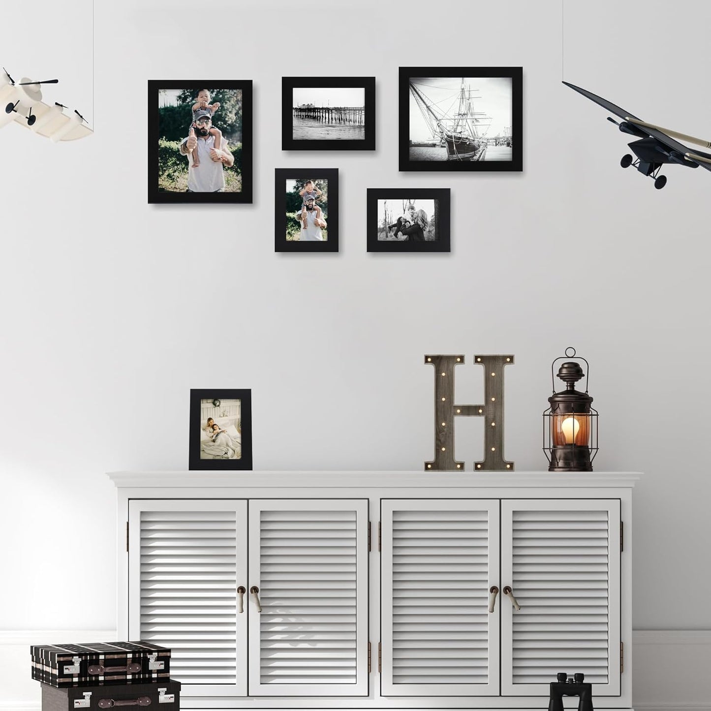 4x6 Picture Frame Set of 4, High Definition Glass Black Picture Frame, 4 x 6 Wood Photo Frames for Horizontal or Vertical Display Tabletop and Wall Mounting