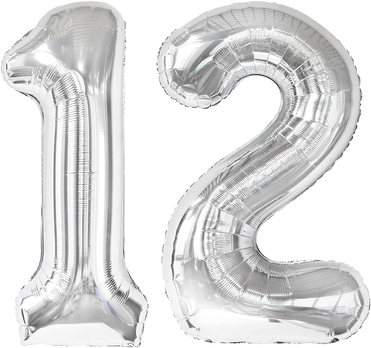 40 Inch Big Silver Number 12 Balloon Birthday Decoration, Number 12 Helium Balloon 12 21 Celebration, Boy Girl Baby Anniversary Party Graduations Supplies Decorations