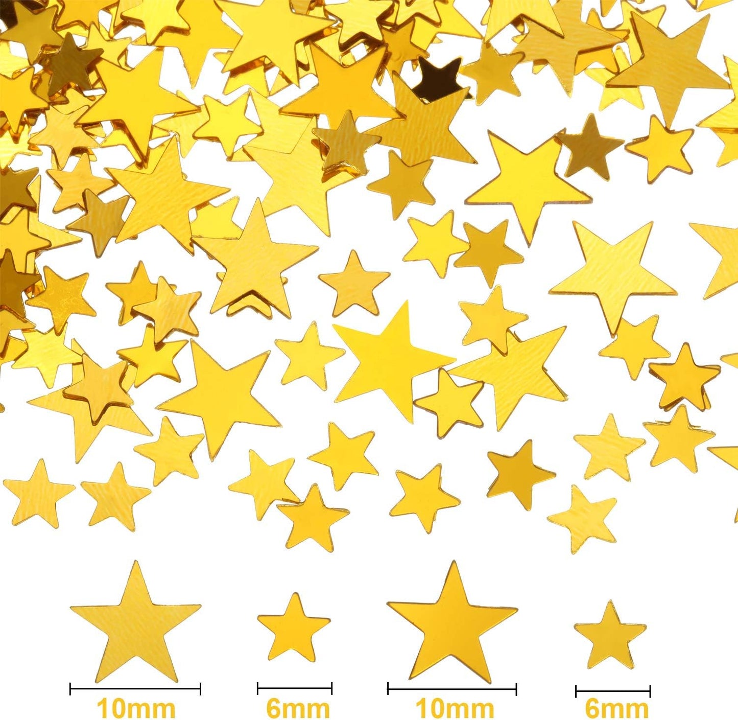 Hestya 60g Star Confetti Glitter Table Confetti Metallic Foil Stars for Party Wedding Festival Decorations(Gold,10mm and 6mm)