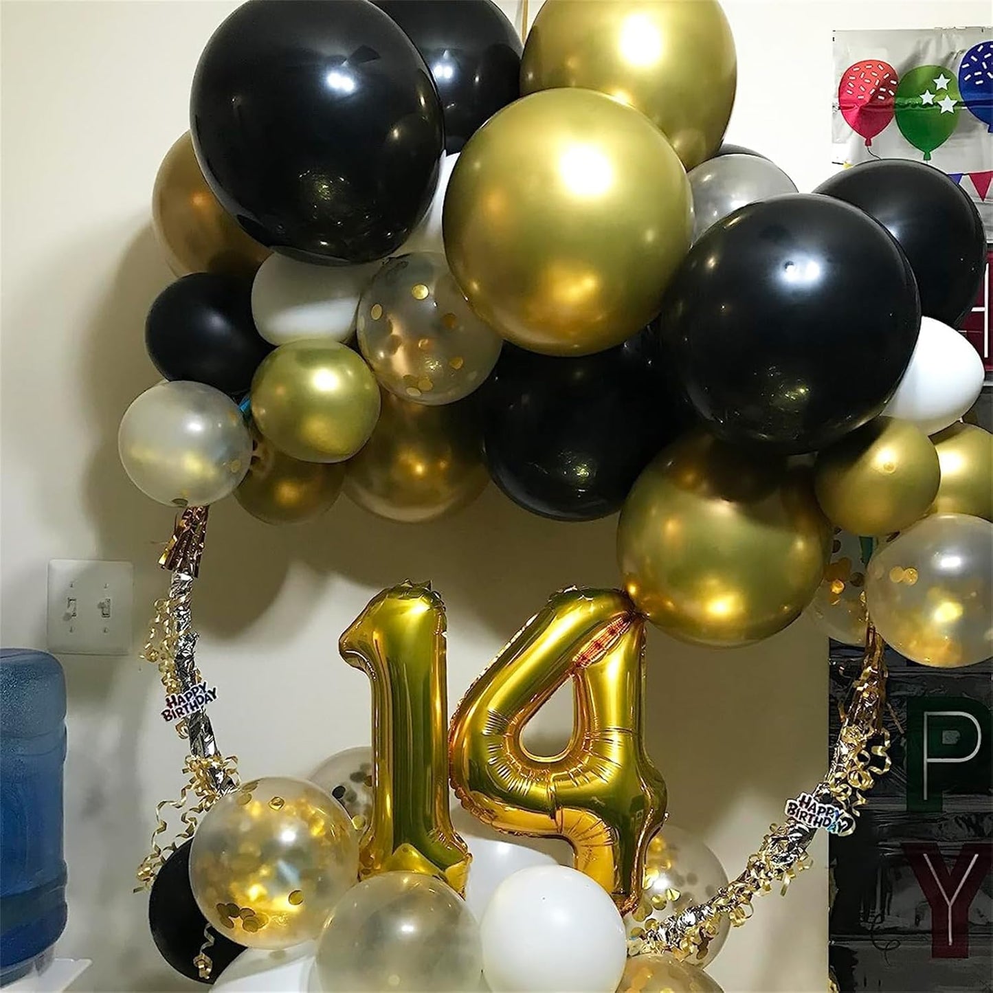 Balloons Gold and Black, 60PCS Black Metallic Chrome Gold Pearly Gold Black Gold Confetti Latex Balloons, Black Gold Birthday Party Balloons for Wedding Baby Shower Anniversary Party Decorations