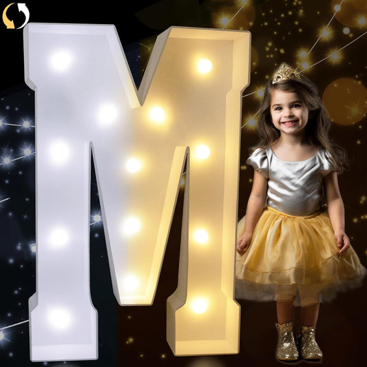 Pooqla 3FT Marquee Light Up Letters, Cool White and Warm White LED Big Mosaic Marquee Letters 3 Feet, Giant Letter Sign for Balloons Birthday Anniversary Wedding Party Decoration, Letter M