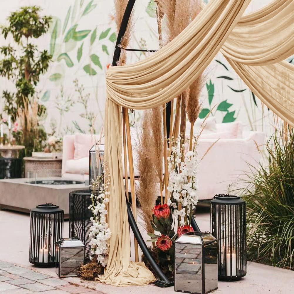Wedding Arch Draping Fabric 1 Panel 30'' x 18FT Champagne Sheer Chiffon Arch Drapery for Bridal Shower Backdrop Outdoor Party Arches Church Ceremony Decoration