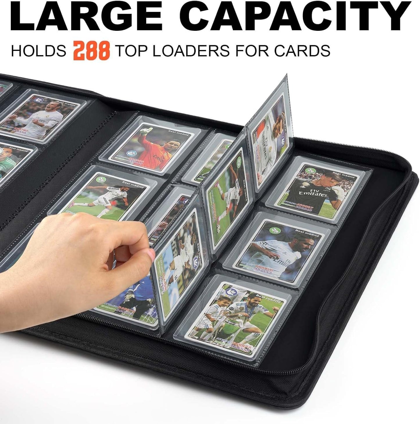 Toploader Binder with 9-Pocket Pages, Holds 288 "3×4" Rigid Toploader Hard Cases, Card Holder for Collectible Cards or Sports Cards, Durable Sleeves for Storage & Display (Dark Green)