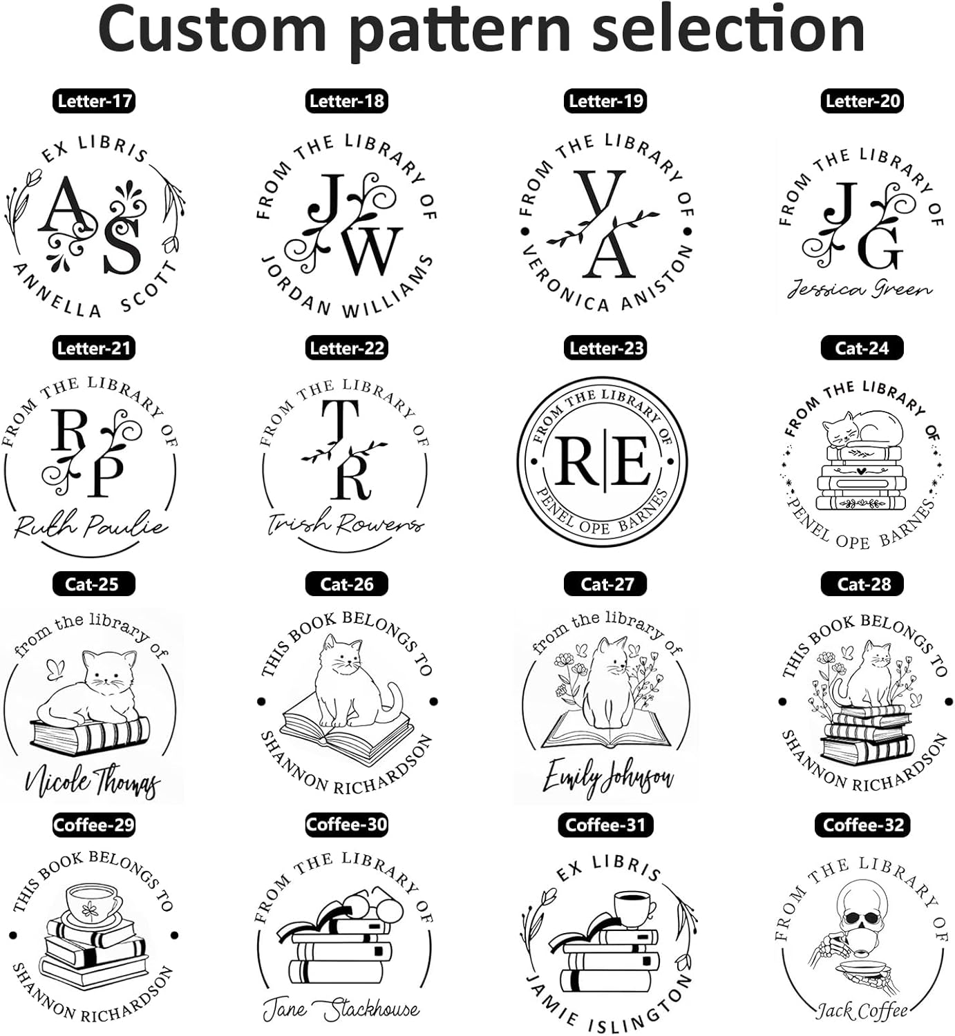 Personalized Book Embosser - Custom Library Stamp, Personal Gifts for Book Lovers, Readers, Teachers (Cat-27)