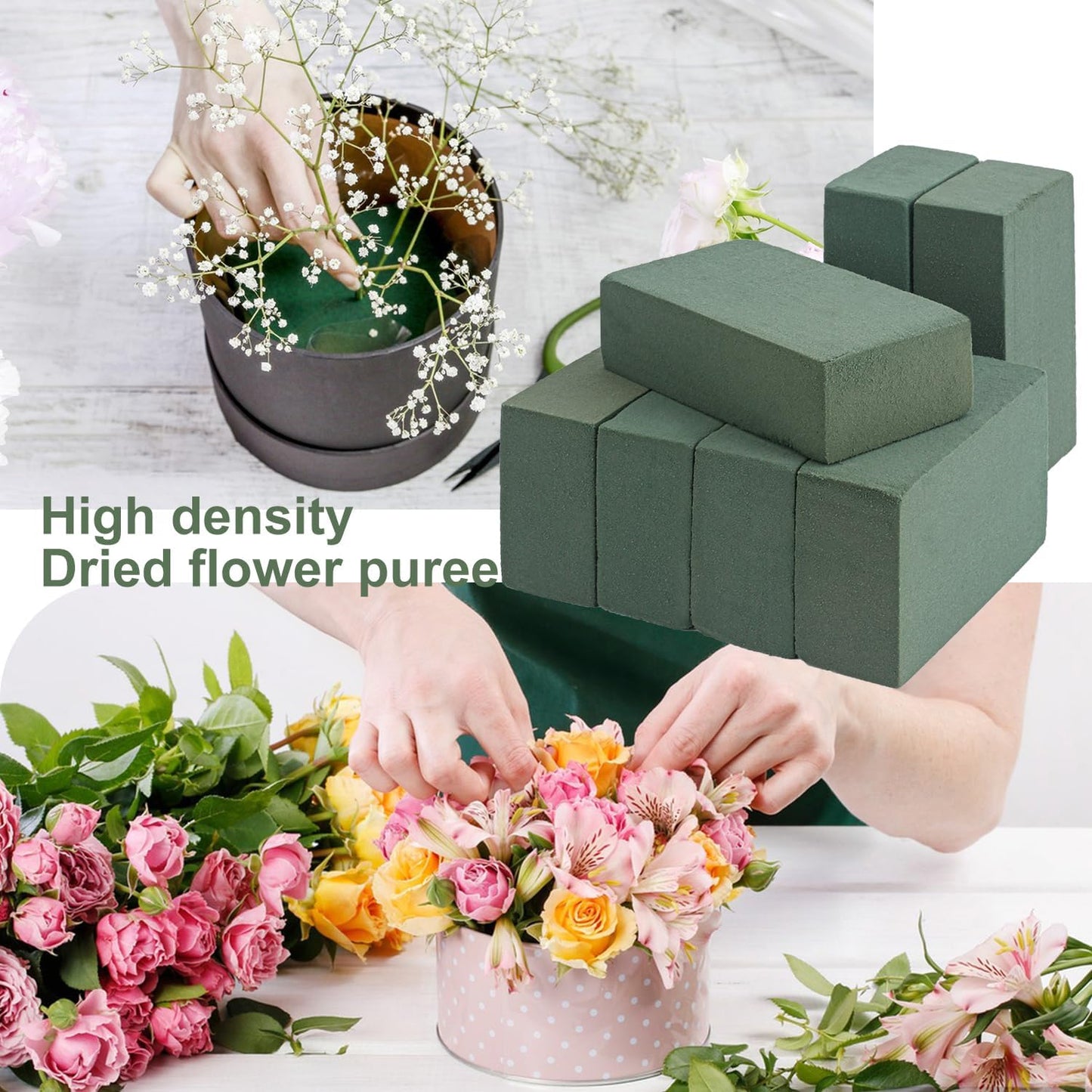 IHDYPPEW 30 PCS Green Floral Foam Blocks, 5.5"L x 3.1"W x 1.7"H Floral Foam for Flower Arrangements, Dry and Wet Florist Foam for Flowers, Flower Foam Bricks for Flowers Business, Outdoor, Weddings