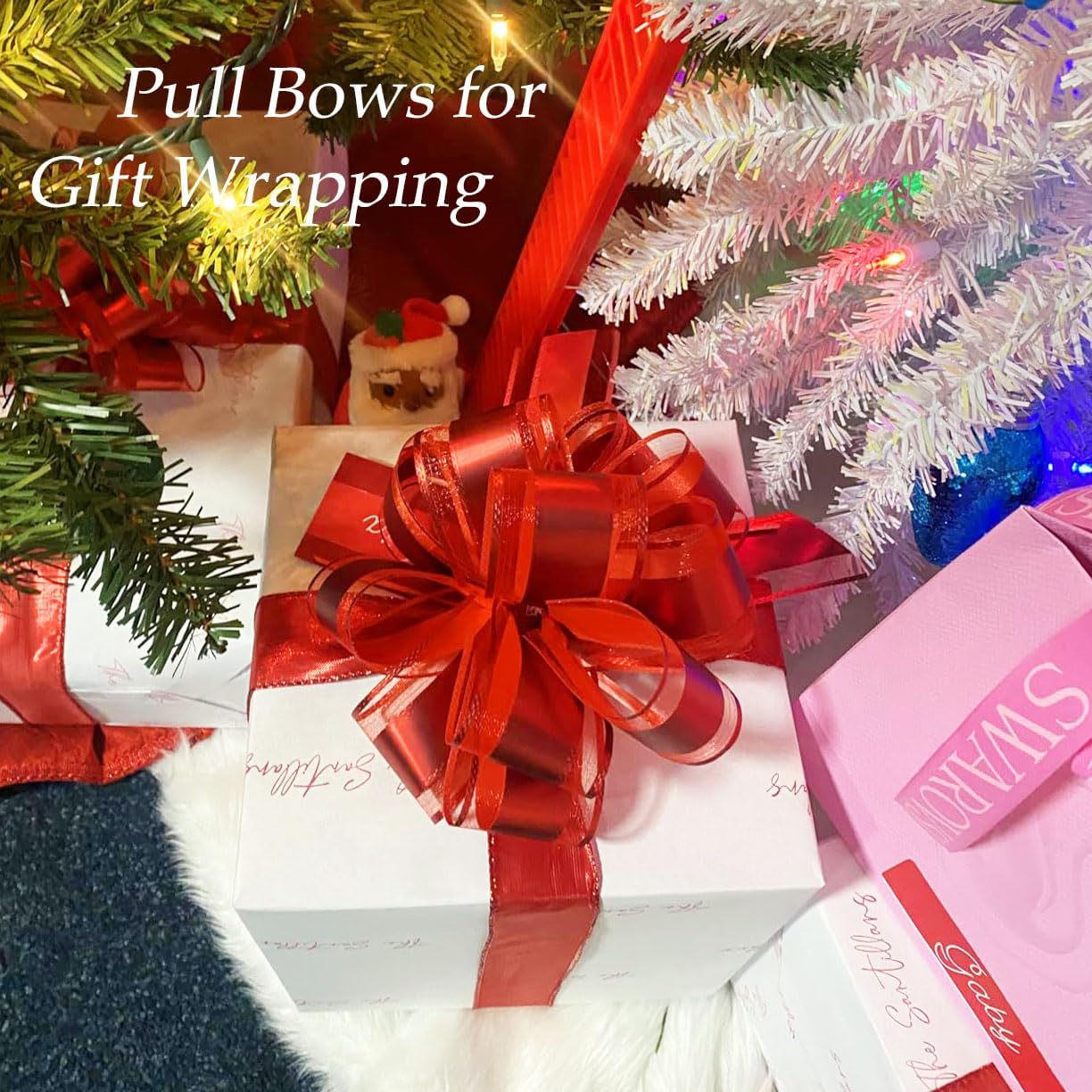 6 Pieces Large Pull Bows,6 inches,Bow for Gift Wrapping,Pull Bows for Party Birthday Gift Wedding Baskets Gift Decorations, Flower Decorations (Red)