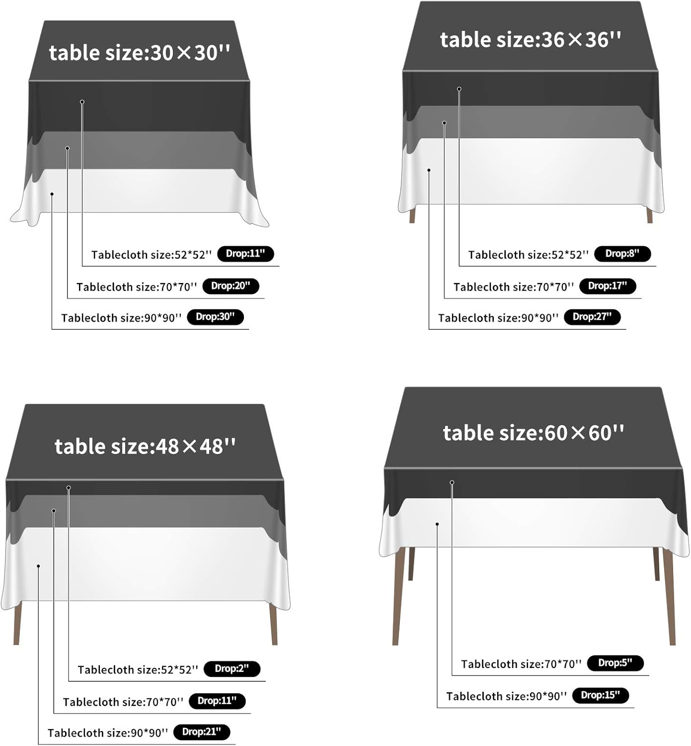 Cupuamon Square Tablecloth 90x90 inch Washable Polyester Fabric Table Cloth for Wedding Party Dining Banquet Decoration（90x90,Silver）