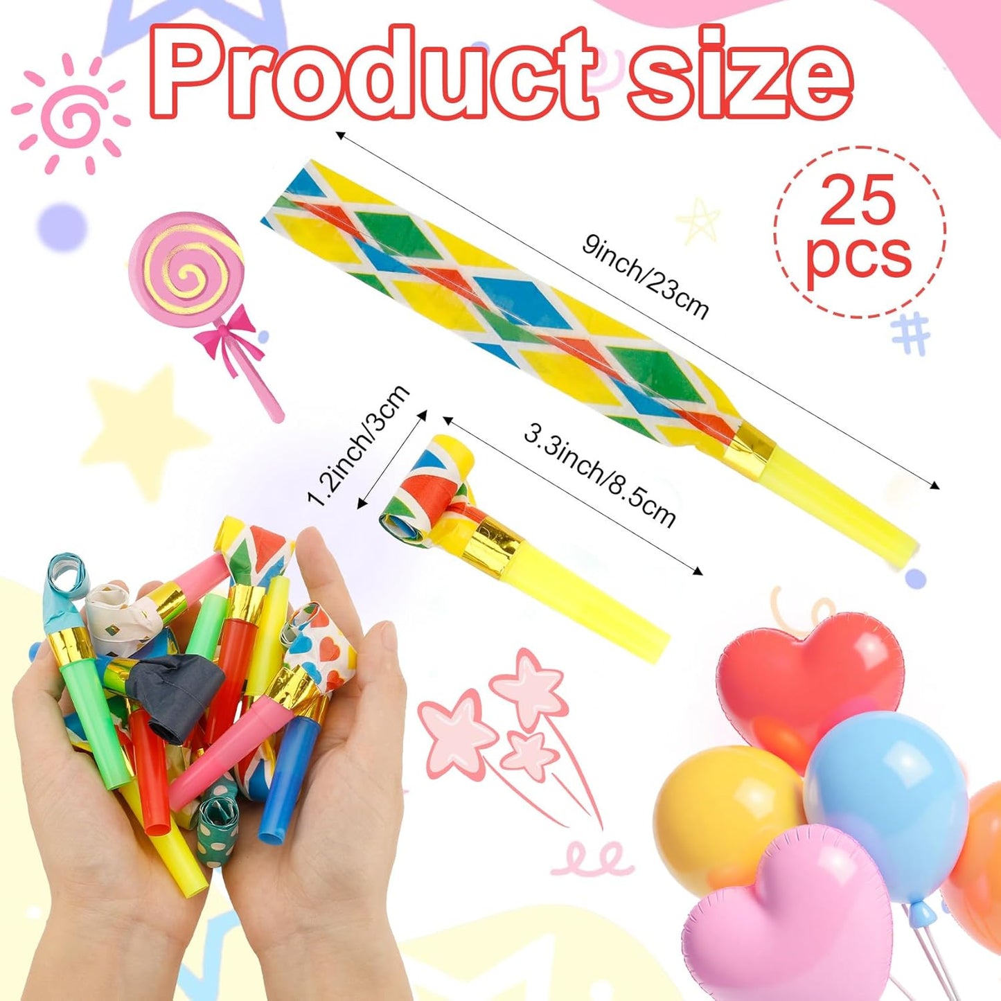 50 PCS Party Blowers, Party Blowers for Kids, Party Blowouts, Party Noise Makers Horns, Colorful Birthday Blowers Noisemakers Blow Horns Party Whistles Favors for Birthday Christmas New Years Events