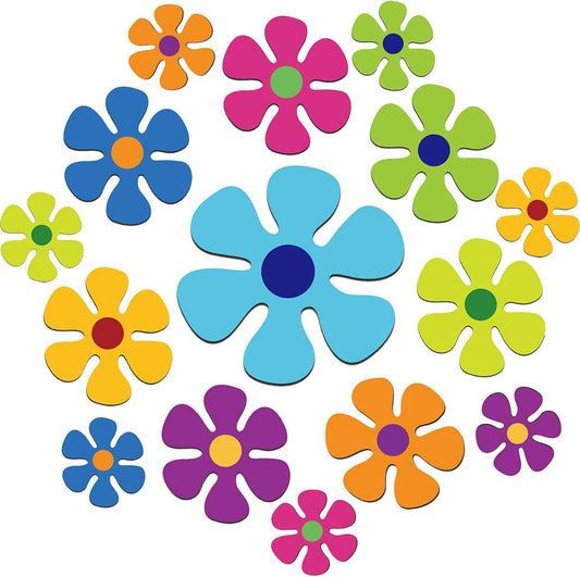 Car Flower Magnet Funny Magnetic Decals Decorations Cute Fridge Magnets 60s Flower Cutout Magnet for Car Home Door Whiteboard Refrigerator (24 Pieces,3.9 x 3.9 Inch, 2.2 x 2.2 Inch, 5.1 x 5.1 Inch)