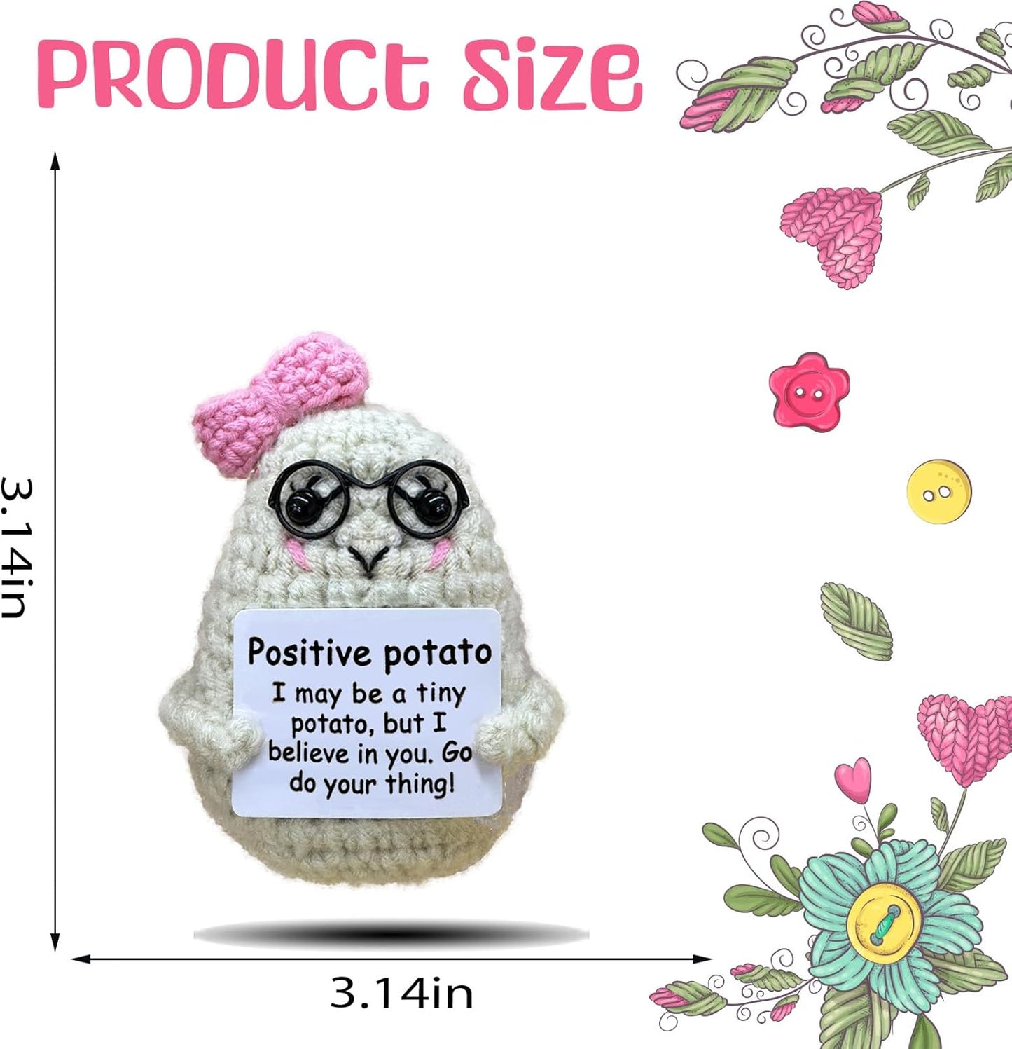 Crochet Emotional Support Potato-Handmade Mental Health Gifts for Friends,Family-Uplifting Gifts for Grandpa,Grandma Mom,Dad,Teens