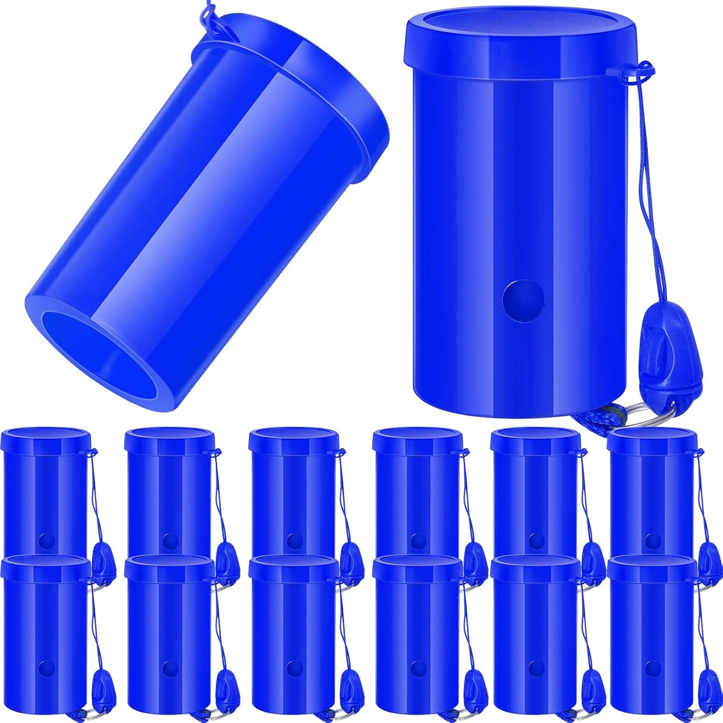 12 Pcs Mini Air Horns 3 Inch Noisemakers for Sporting Events Parties Celebrations Loud Noise Maker Blow Horn Noise Whistle with Lanyard for Birthday Party Celebrations Goodie Fillers（Blue）