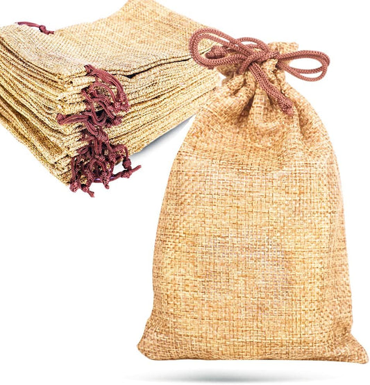 LYSXP 50PCS Burlap Bags with Drawstring，4x6 Inch Drawstring Gift Bag Jewelry Pouches for Wedding Party Favors, DIY Craft Christmas Presents
