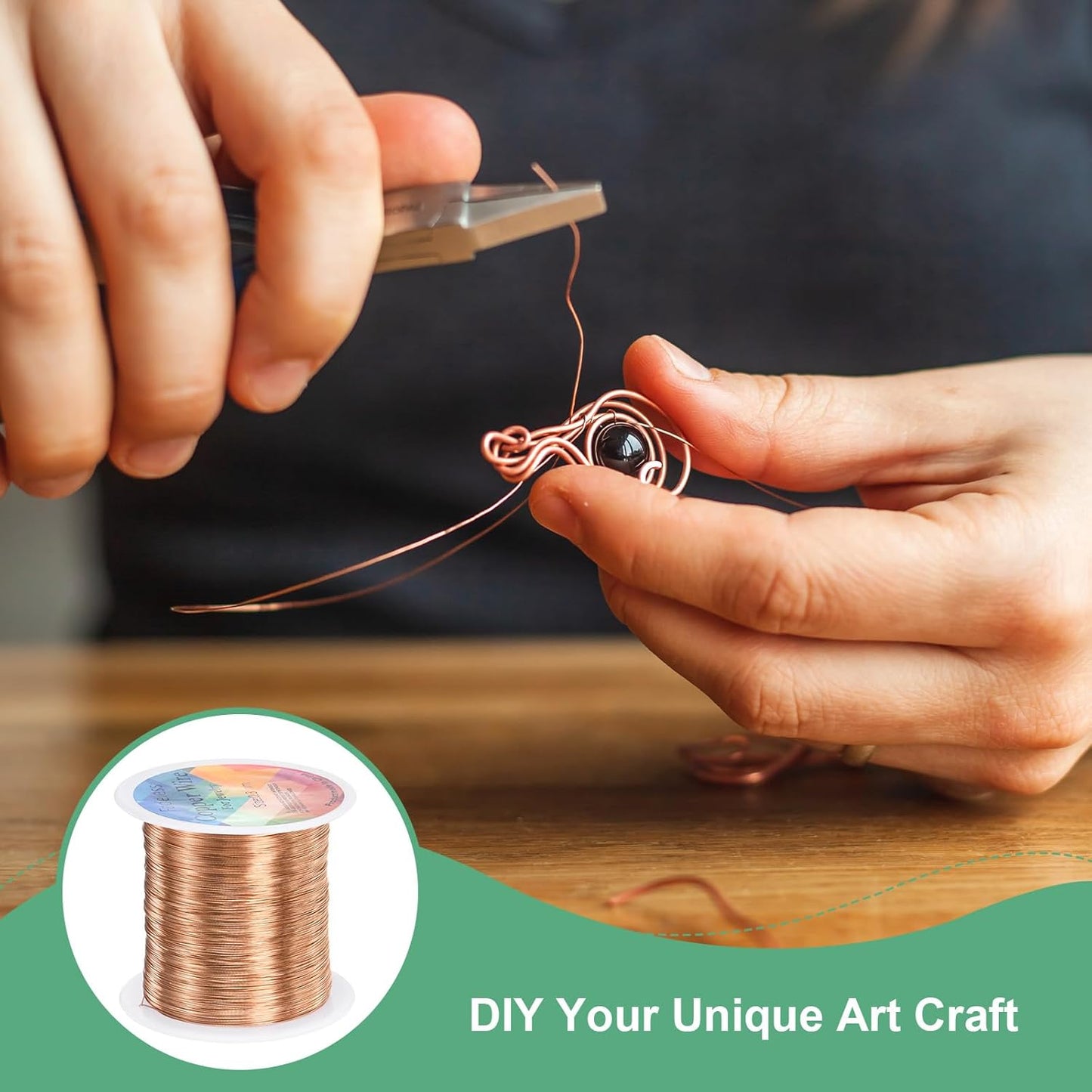 0.3mm Jewelry Wire, 28 Gauge 328FT Craft Wire Copper Beading Wire for Jewelry Making/Planting/Weaving/DIY Crafting, Soft Metal Wires [100M, Copper Tone]