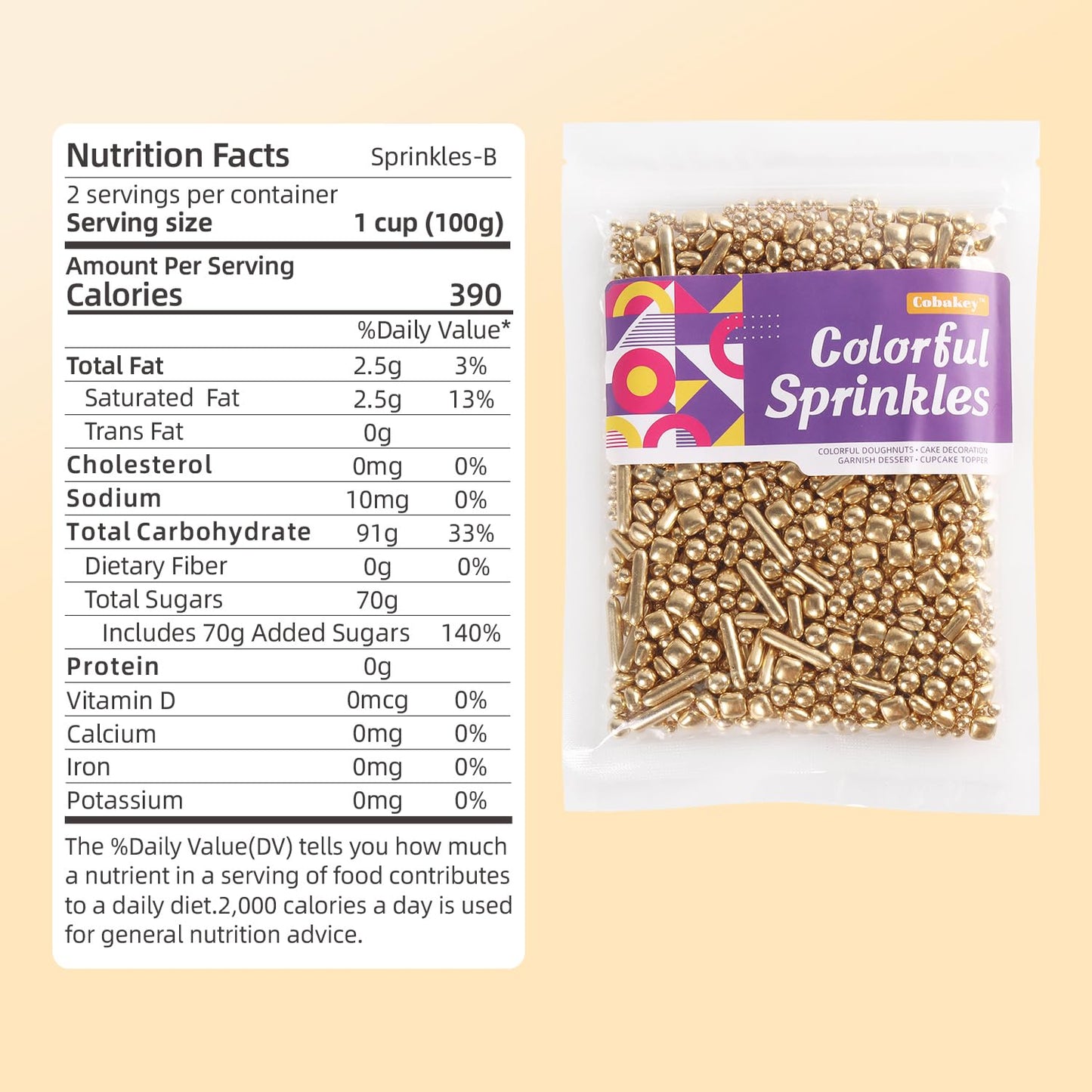 Gold Sprinkles for Cake Decorating, Gold Pearl Sugar Cupcake, Cookies, Ice Cream Toppings, 7 Ounces Cake Decorationss Baking, Perfect for Wedding Shower, New Year’S Eve