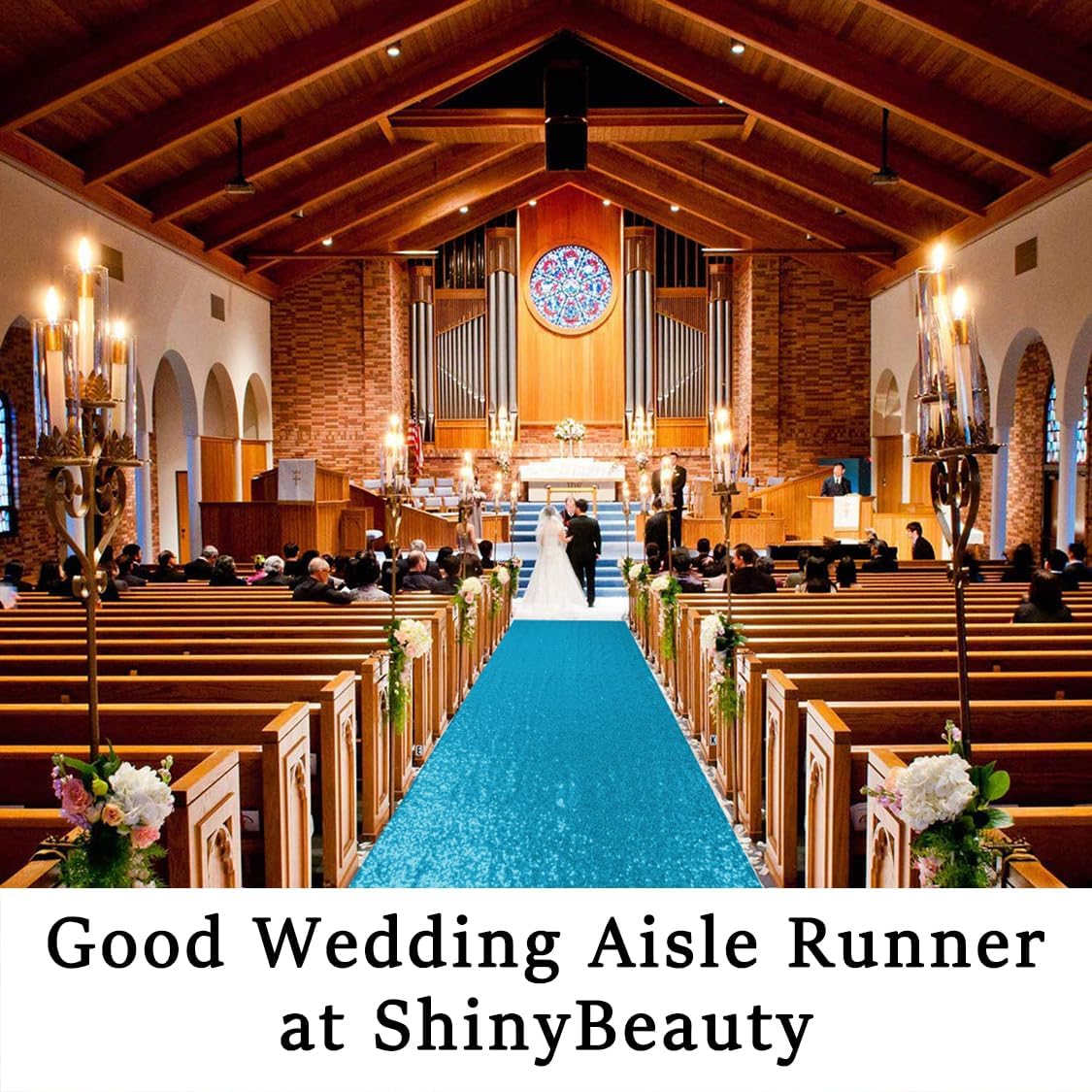 ShinyBeauty Turquoise Rug Runner Sequin Hallway Aisle Runner 4ftx20ft Turquoise Glitter Wedding Rug Runner Rustic Outdoor Rug Runner Wedding Ceremony Decorations