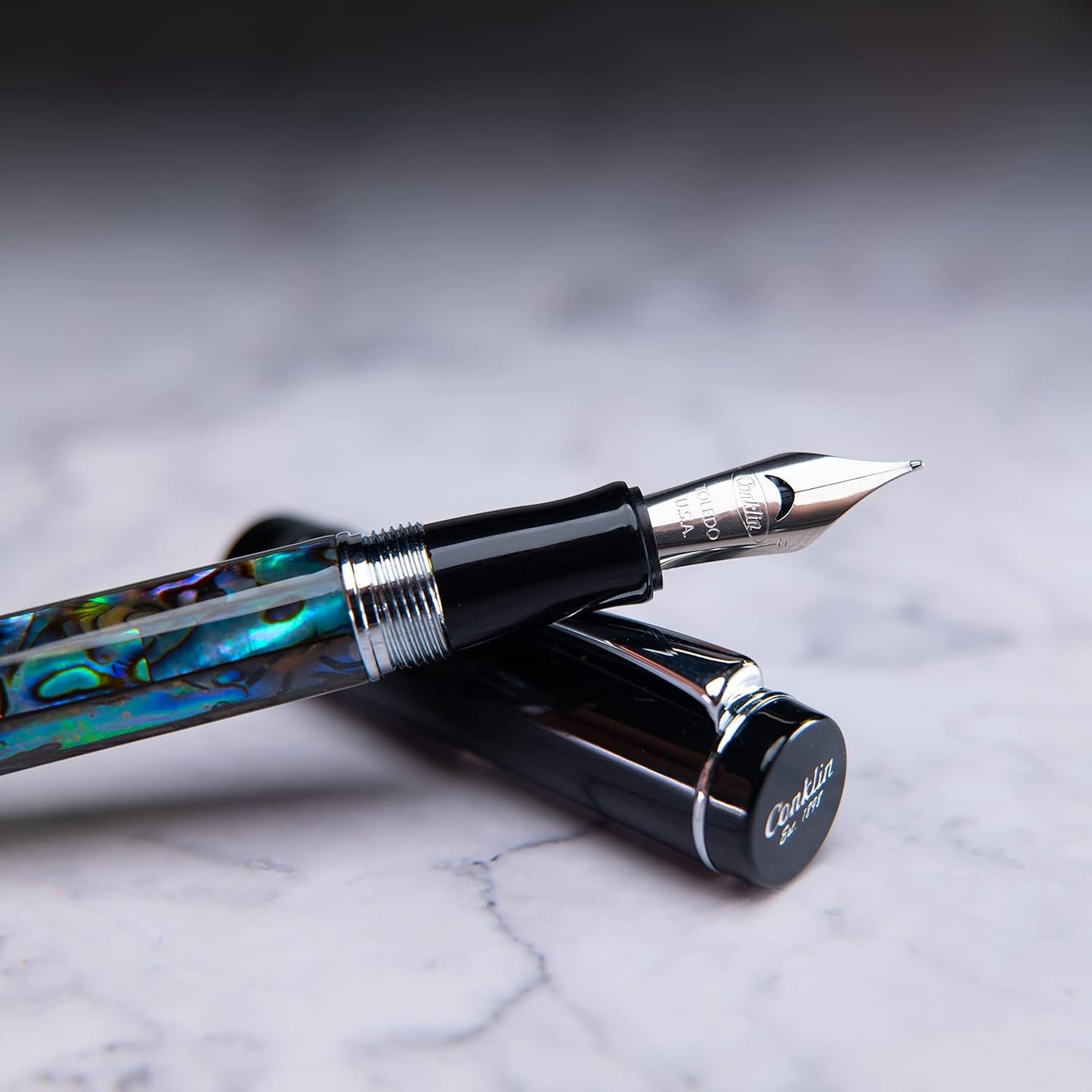 Conklin Duragraph Fountain Pen Abalone Nights - Flex Nib, Dynamic Writing Tool with Exquisite Abalone Finish