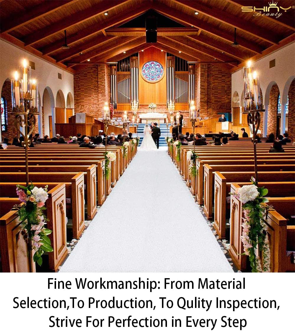 ShinyBeauty 4x20 FT Wedding Aisle Runner Rug - White Waterproof Non-Slip Ceremony Carpet for Outdoor, Beach, Party Events